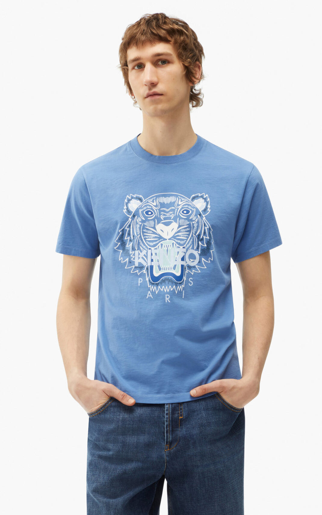 Kenzo Tiger Camisetas Hombre Azules | 4350186-BO